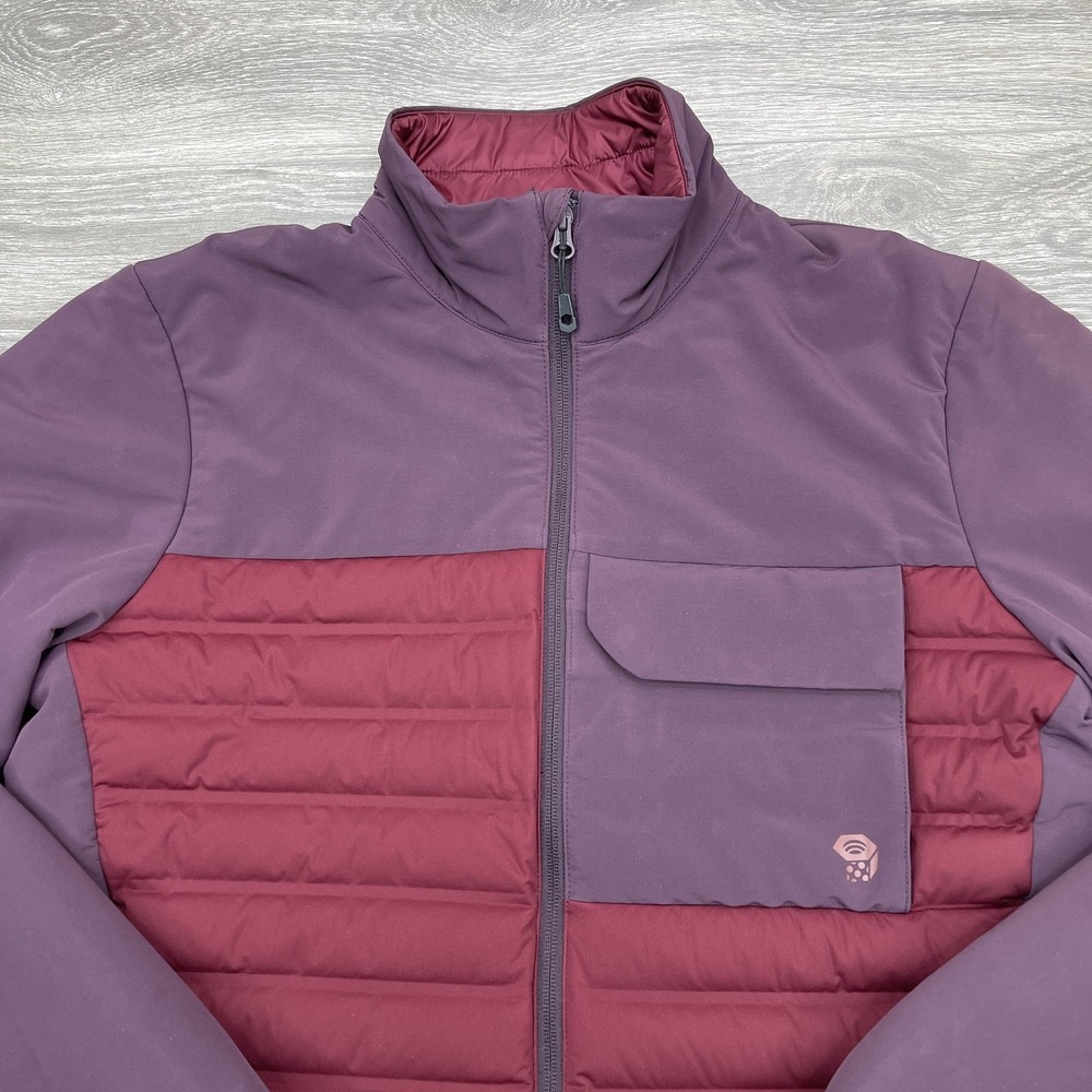 Mountain Hardwear Jacket Mens Medium M Red Full Zip Mock Duck Down Puffer Coat - Picture 2 of 16